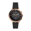 Fossil Hybrid Smartwatch HR Charter 42mm - Rose Gold-Tone with Black Leather