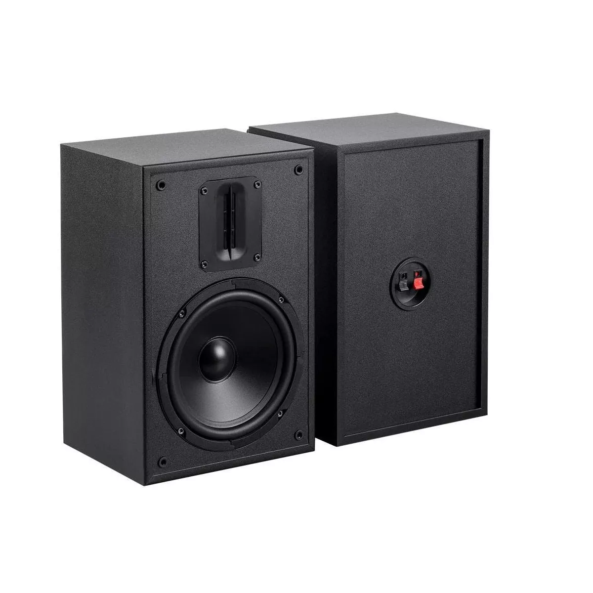 Monoprice 6.5in and Ribbon Tweeter 2-Way Bookshelf Speakers (Pair) Black