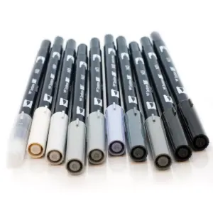 Tombow 10ct Dual Brush Pen Art Markers - Grayscale
