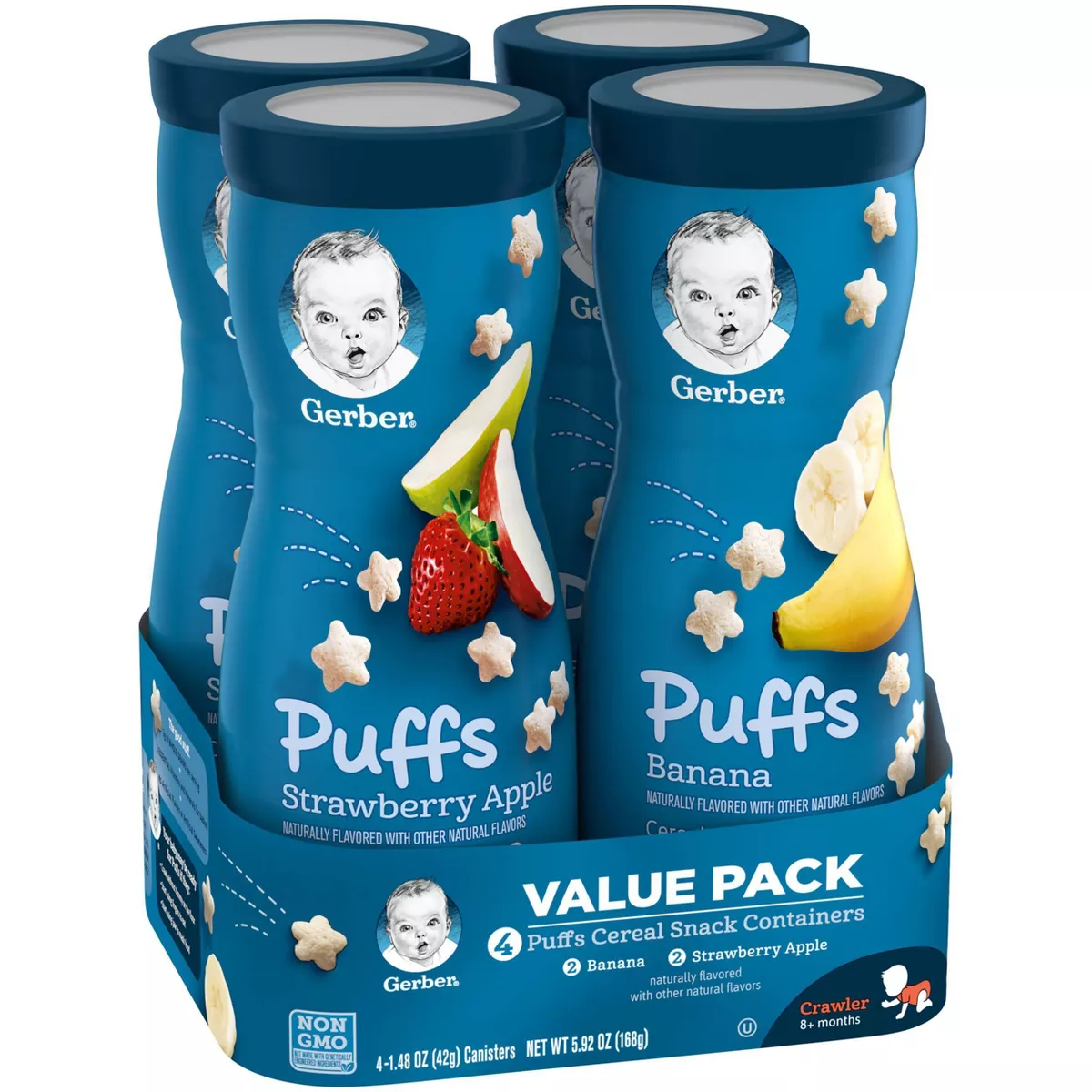 Gerber Puffs 4pk Variety Pack Strawberry-Apple & Banana - 5.92oz