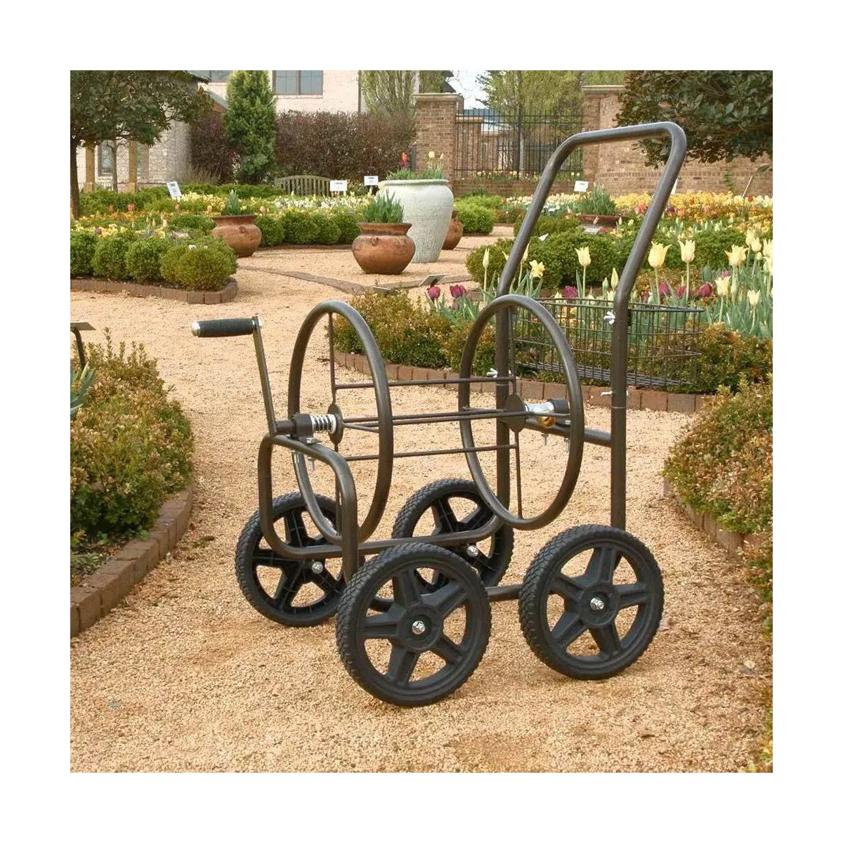 Liberty Garden Products 4 Wheel Residential Hose Reel Cart Holds Up to 250 Feet of 5/8