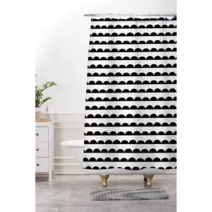 Little Arrow Design Co Mod Scallops Shower Curtain Black/White - Deny Designs