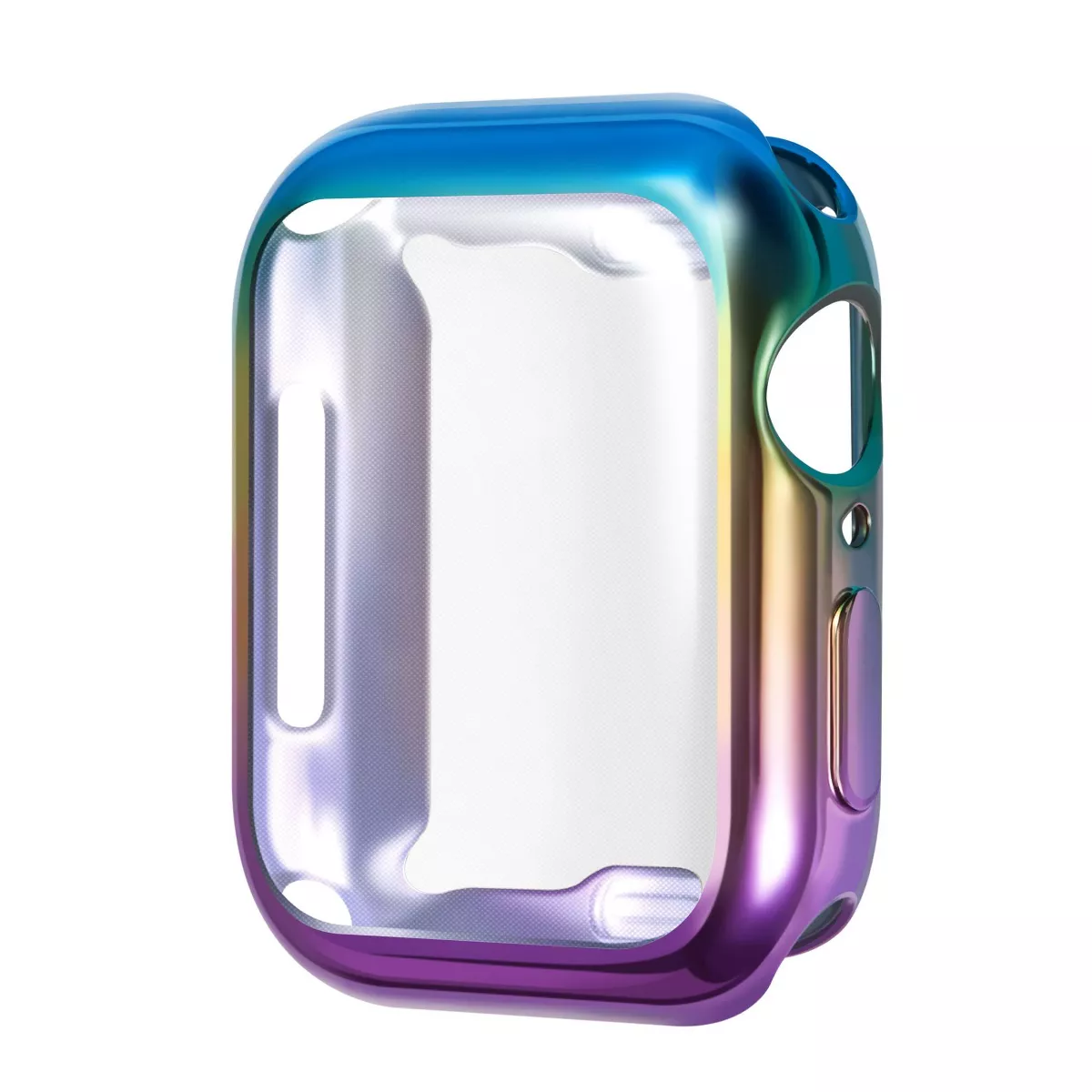 Insten 2 Pack Case Compatible with Apple Watch 44mm Series SE 6 5 4, Full Coverage, Soft TPU Protector, Plated Gradient Purple to Blue and Clear Case