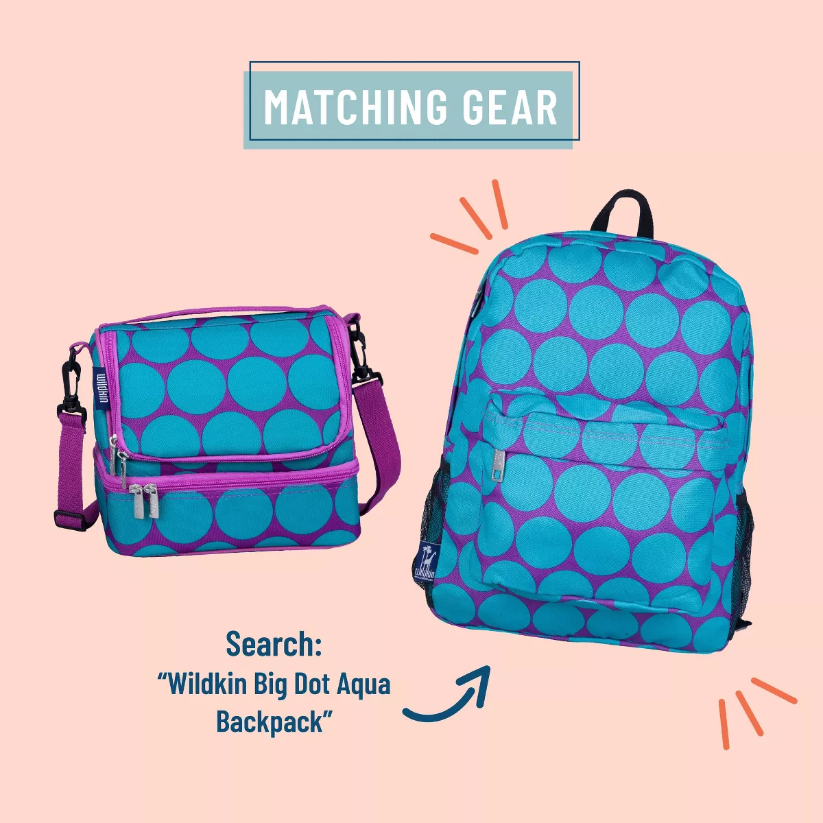 Wildkin Big Dot Aqua Dual Compartment Lunch Bag