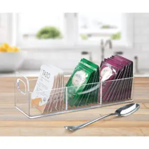 mDesign Plastic Kitchen Tea Bag Organizer Storage Caddy Holder, 4 Pack - Clear