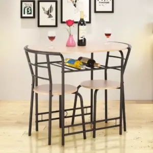 Costway 3 PCS Dining Set Table and 2 Chairs Home Kitchen Breakfast Bistro Pub Furniture