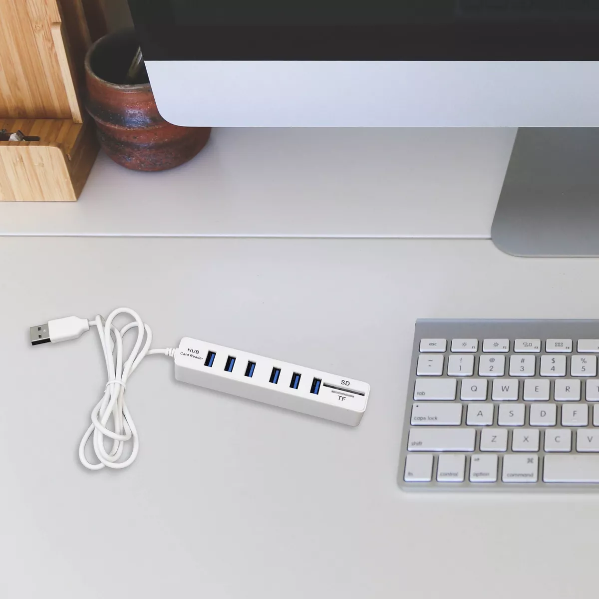 6 Port USB Hub with SD and TF Card Reader