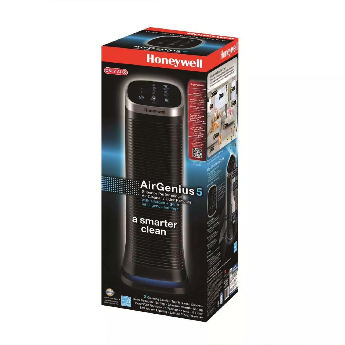 Honeywell HFD323TGT AirGenius 5 Air Purifier/Odor Reducer Black