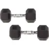 Sporzon Exercise Equipment Rubber Encased Pair of Hexagon Handheld Weight Dumbbells with Contoured Non Slip Handles for Home Fitness, 20 Pounds