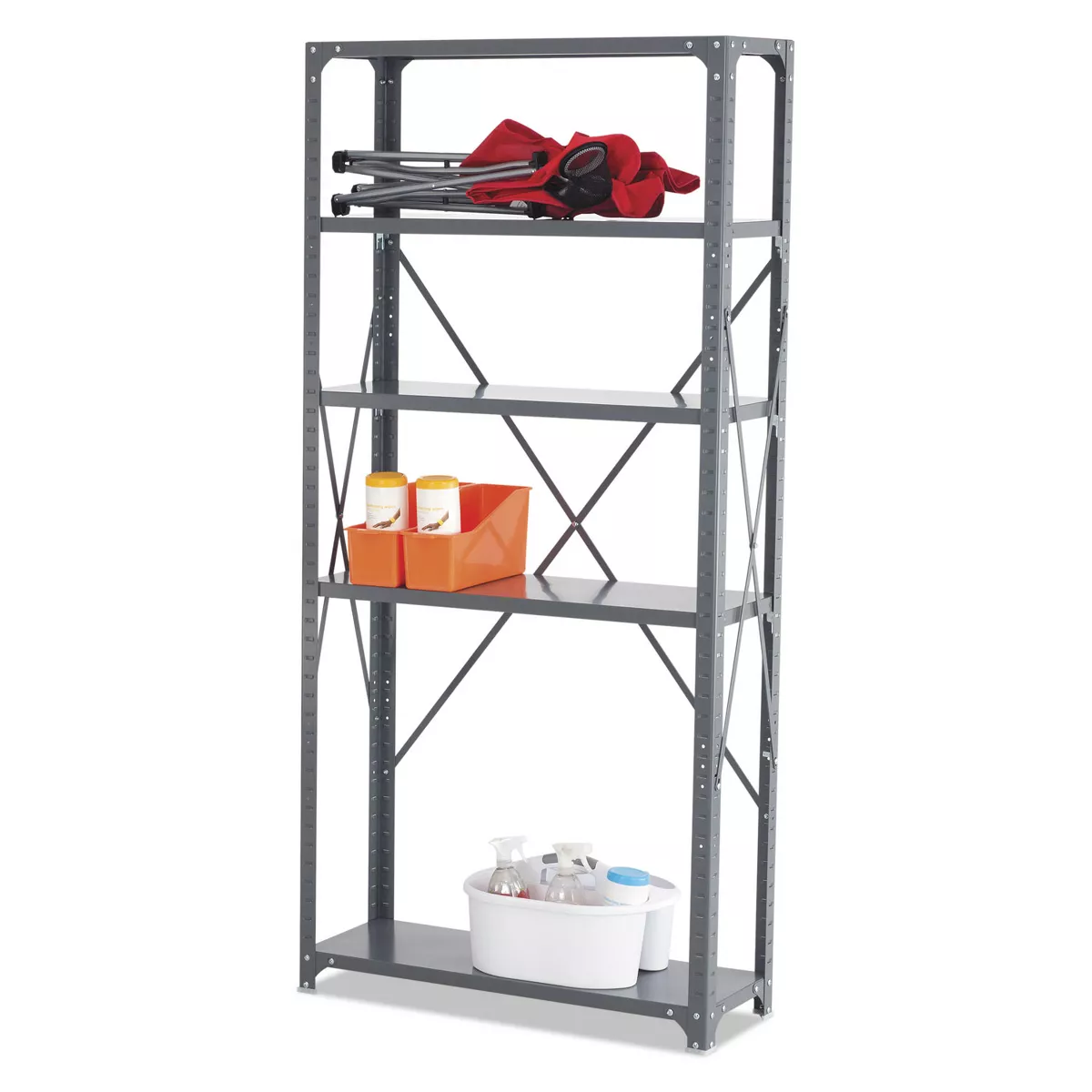Safco Commercial Steel Shelving Unit Five-Shelf 36w x 12d x 75h Dark Gray 6265