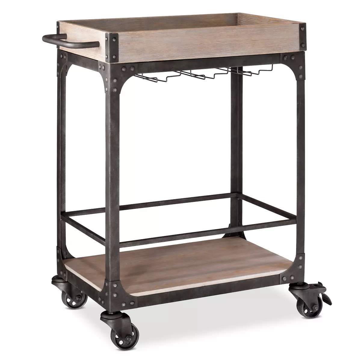 Franklin Bar Cart and Wine Rack Weathered Gray - Threshold™