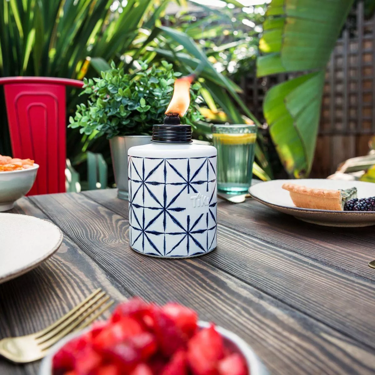 Tie Dye Tabletop Glass Outdoor Torch - TIKI