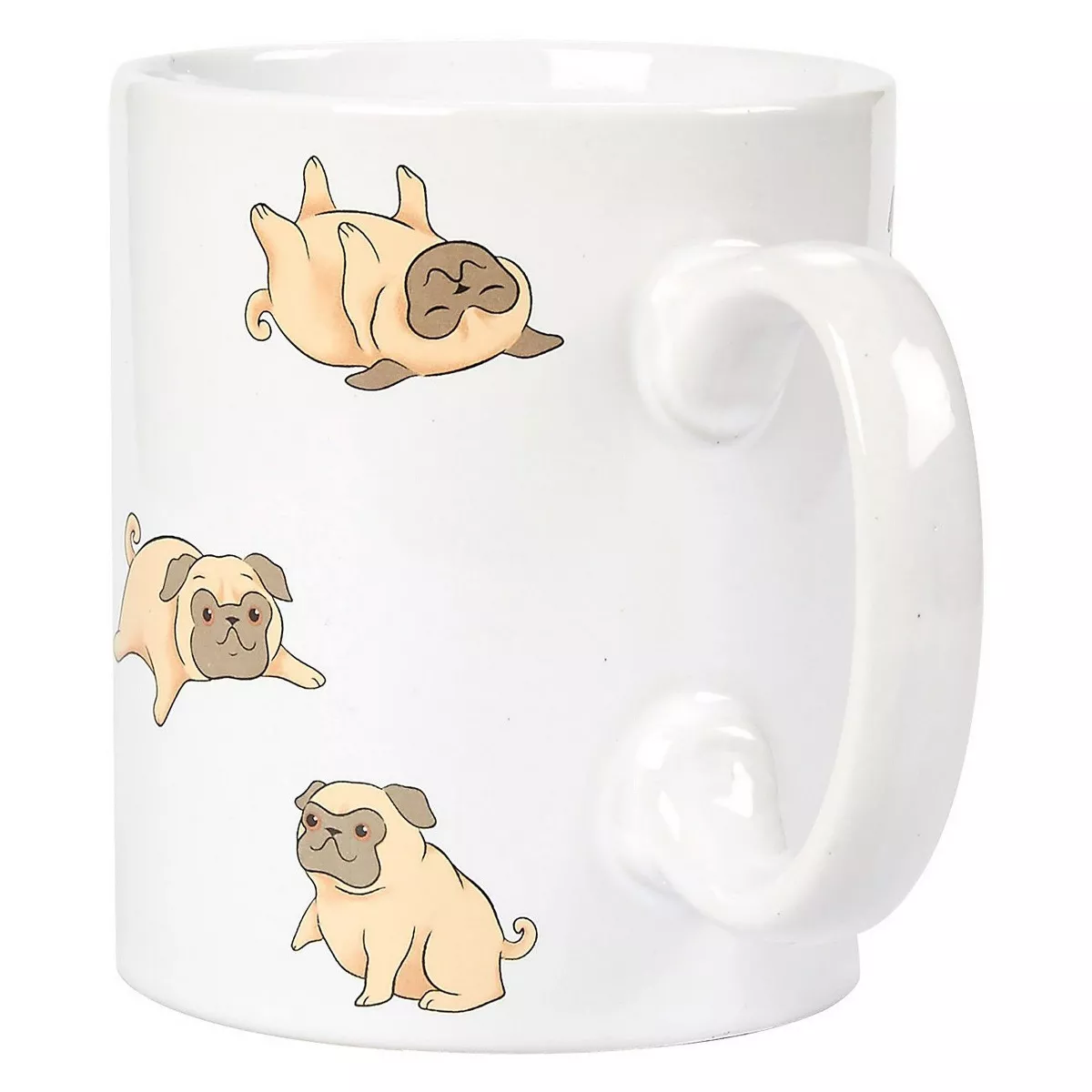 Blue Panda White Ceramic Smiling Pug Coffee Mug Stoneware Tea Cup Large 16 oz Novelty Gift