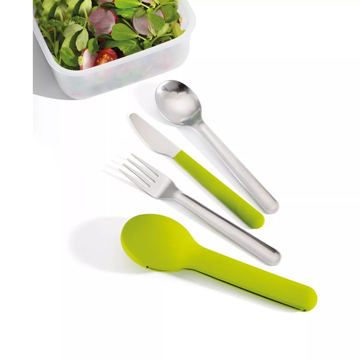 Joseph Joseph Stainless Steel Go Eat Compact Cutlery Set Green