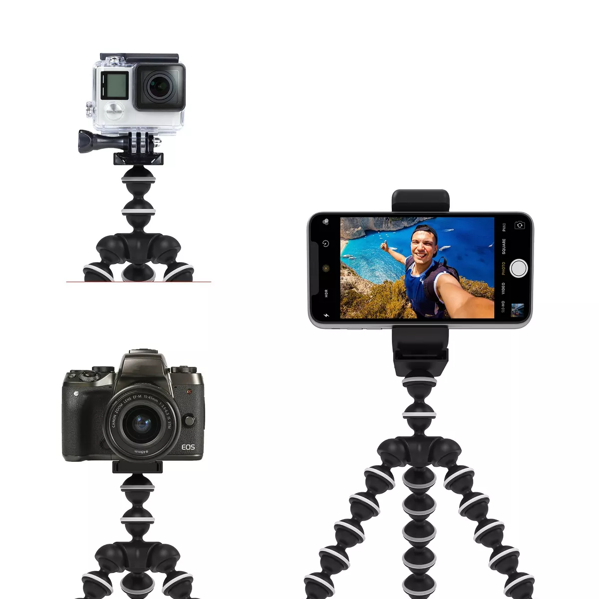 Tzumi ONAIR Selfie Tripod Stick with Flexible Smartphone Stand - Black