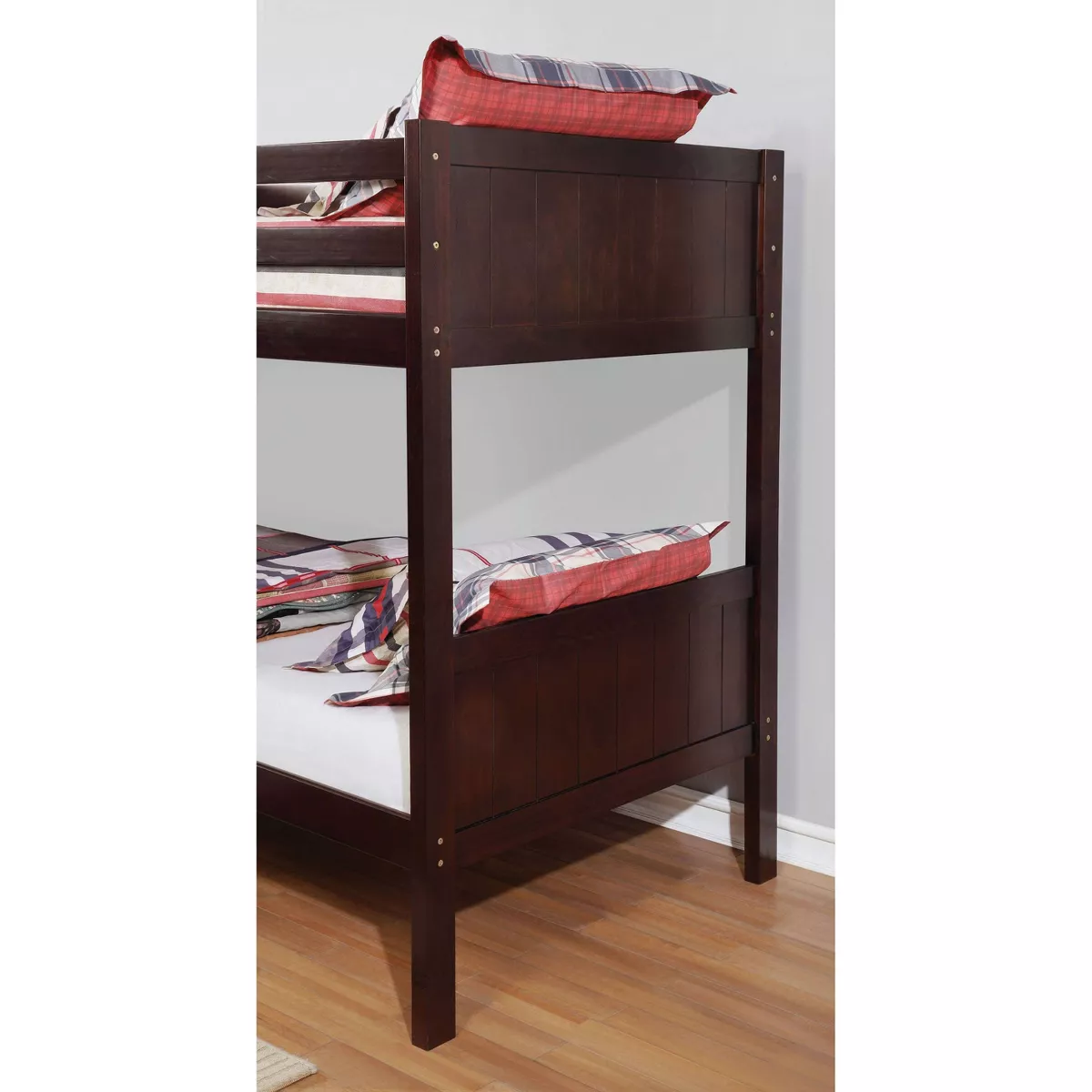 Twin Over Twin Kids' Emma Bunk Bed Dark Walnut - ioHOMES