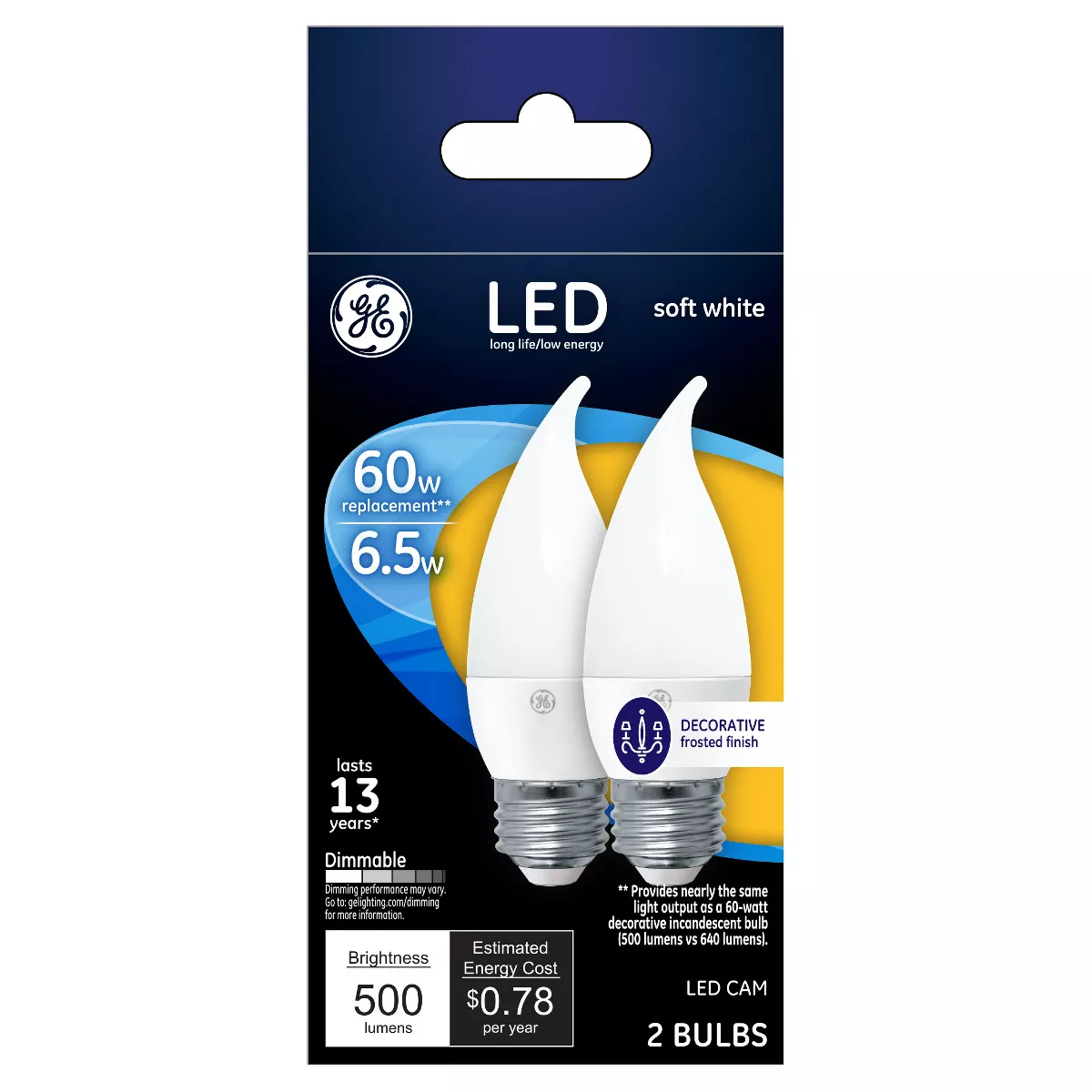 General Electric 2pk 60W LED Light bulb White