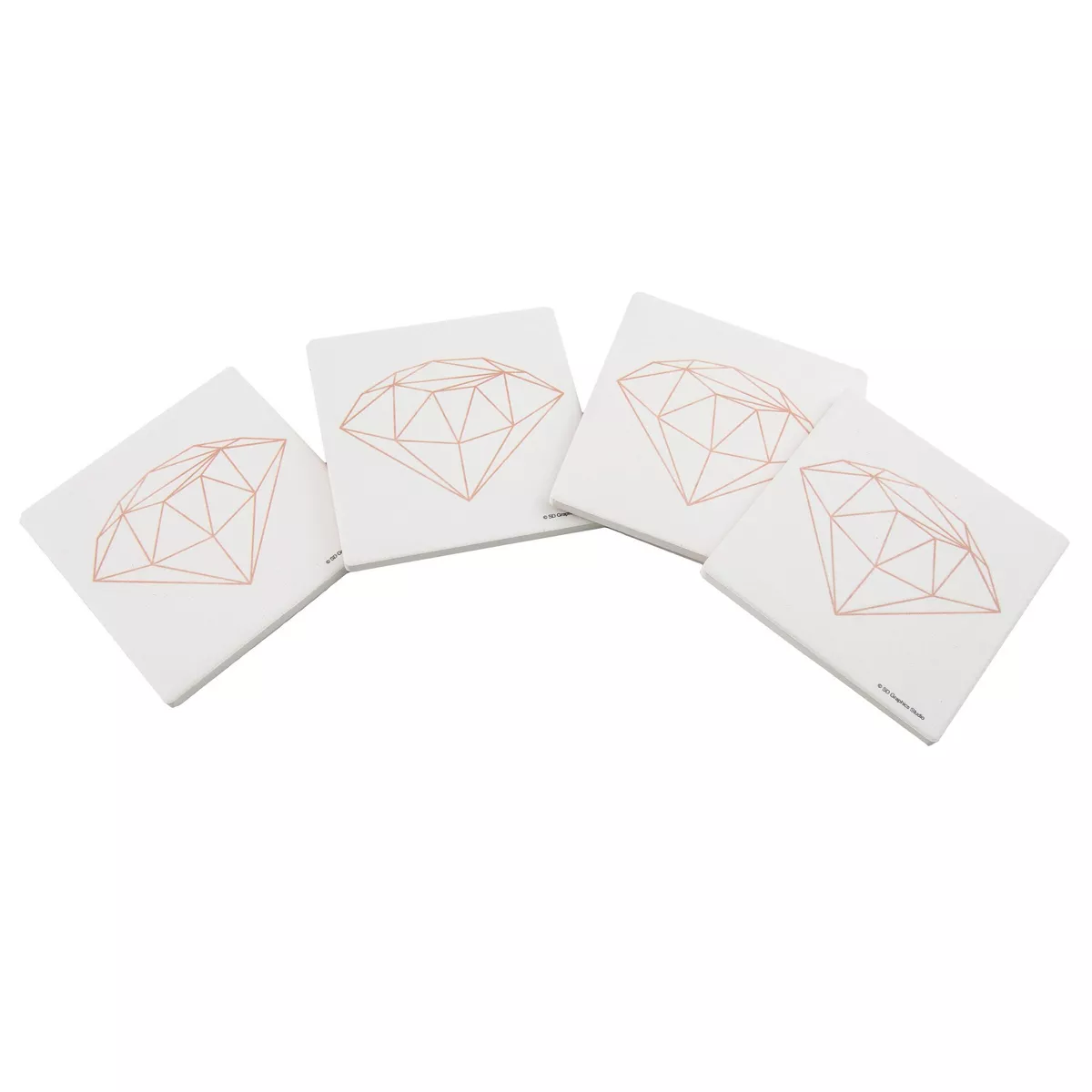 4pk Ceramic Rose Gold Geo Diamond Print Coasters - Thirstystone