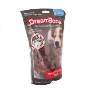 DreamBone Rawhide Free Mini Bones Made with Real Beef Vegetable and Chicken Dog Treats - 24ct
