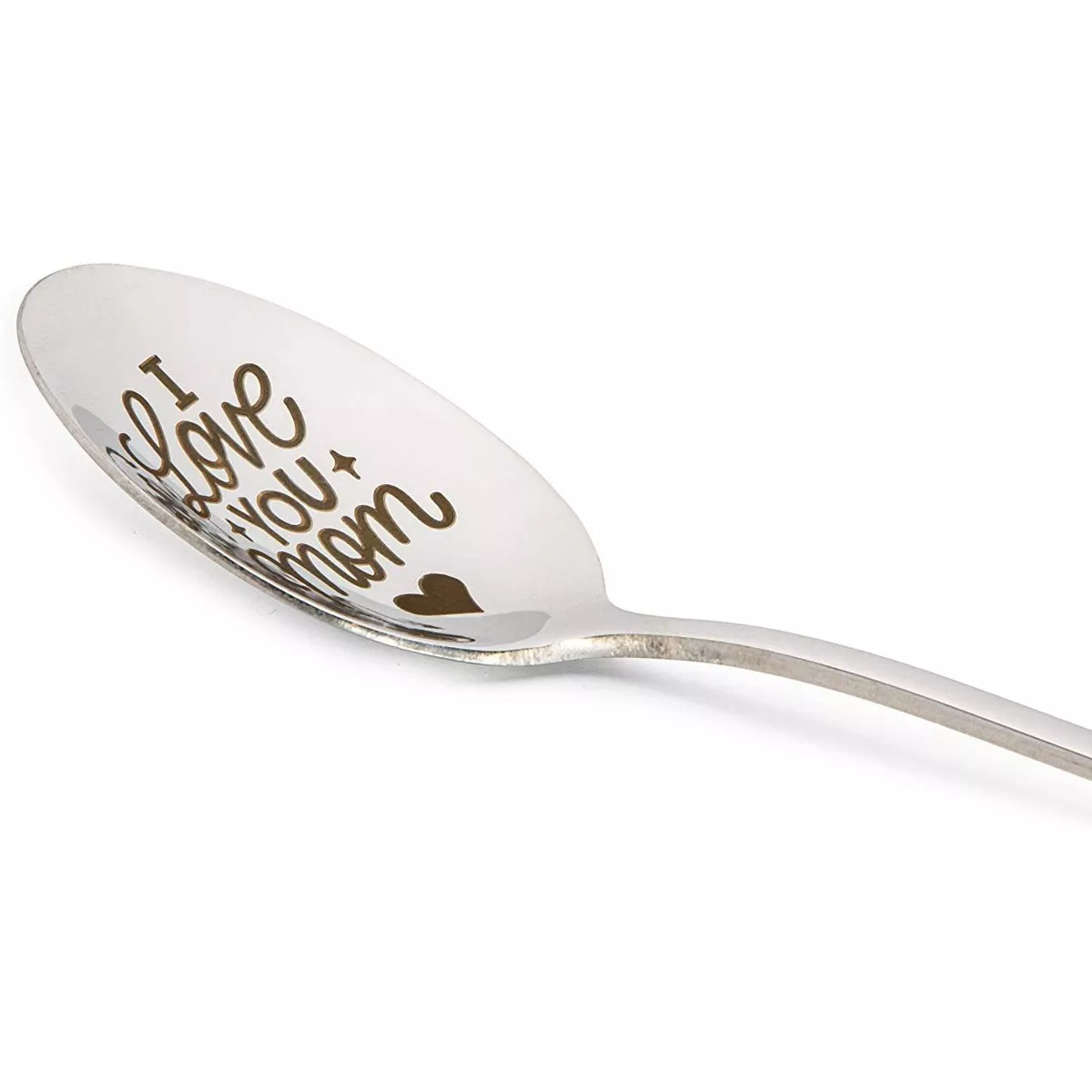 “I Love You Mom” Stainless Steel Engraved Spoon Gift, Soup Spoon, Coffee Spoon (7.8 in.)