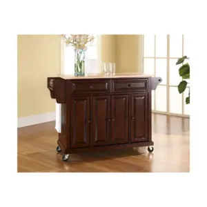 Natural Wood Top Kitchen Cart/Island - Vintage Mahogany - Crosley