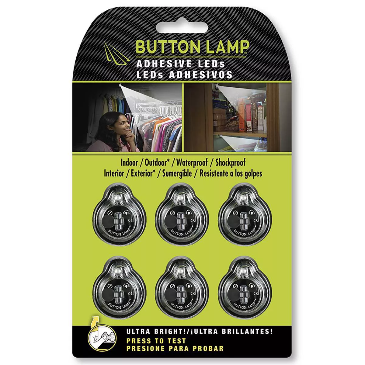 Button Lamp Adhesive LED Utility Light - 6pk