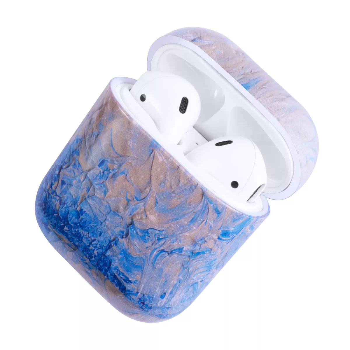 Insten Marble Case for Airpods 1 & 2, Glossy Pattern Soft TPU Skin Cover Charging Case, Gray Blue