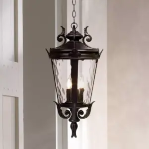 John Timberland Traditional Outdoor Ceiling Light Hanging Textured Black 23 3/4
