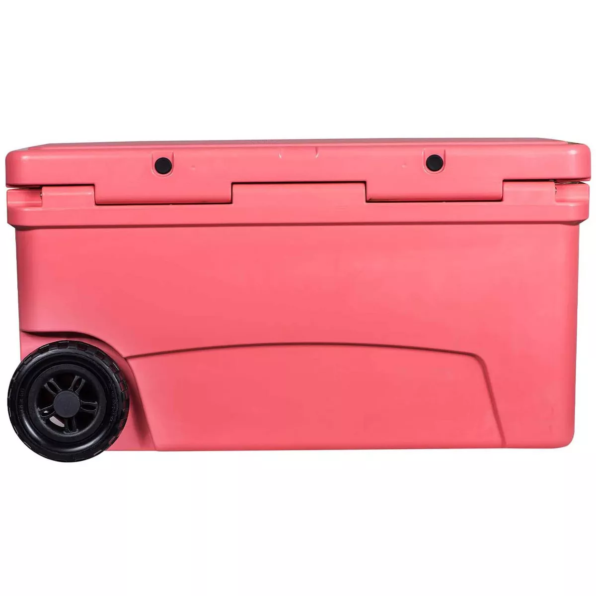 Driftsun Heavy Duty Rotomolded Thermoplastic UV Resistant Portable Rolling 70 Quart Insulated Hardside Ice Chest Beverage Cooler, Coral