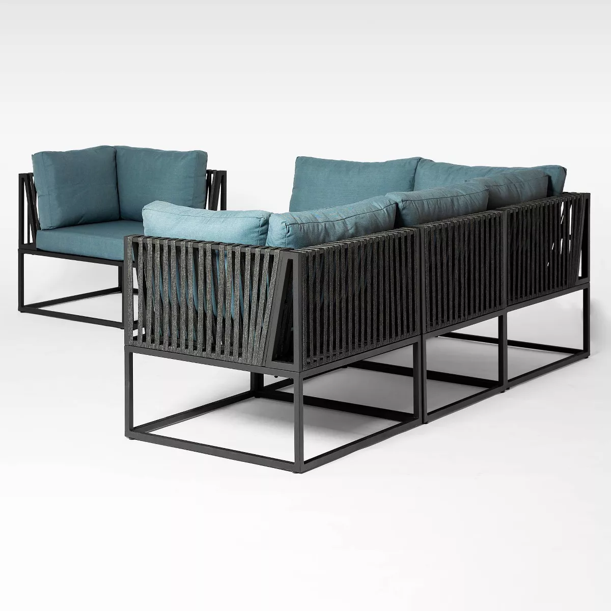 6pc Outdoor Cord Modular Sectional - Blue - Saracina Home