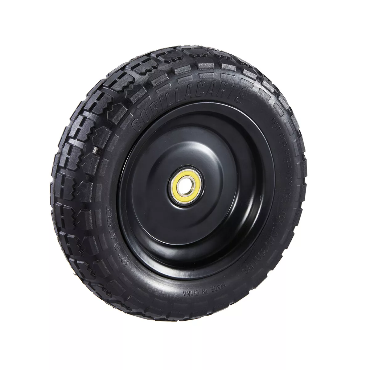 Gorilla Carts GCT10NF 10 Inch No Flat Replacement Pneumatic Tire Wheel with Offset Hub, Utility Garden Cart, Wheelbarrow, Dolly, and Wagon 2 Pack