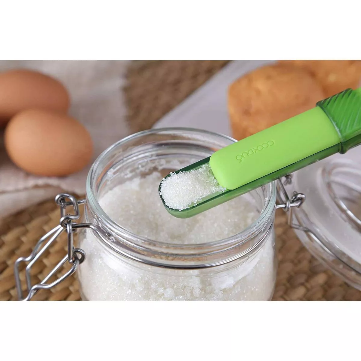 Cookduo Mix & Measure Spoon - Silicone Spoon with Adjustable Measuring Spoon FDA