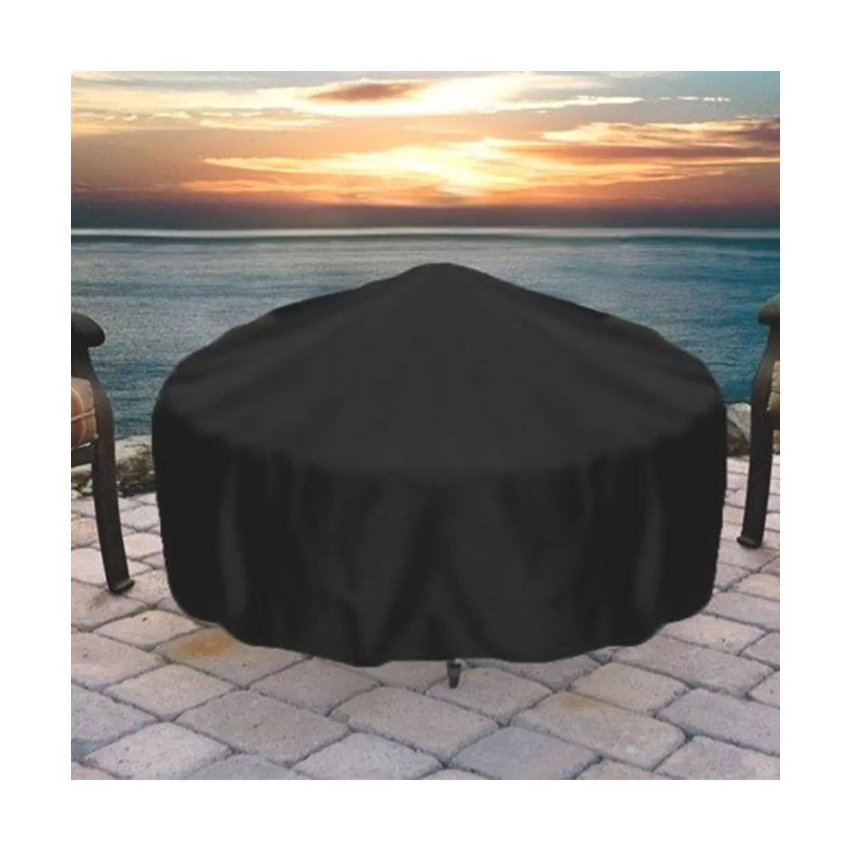 Sunnydaze Outdoor Heavy-Duty Weather-Resistant PVC and 300D Polyester Round Fire Pit Cover with Drawstring and Toggle Closure - 60