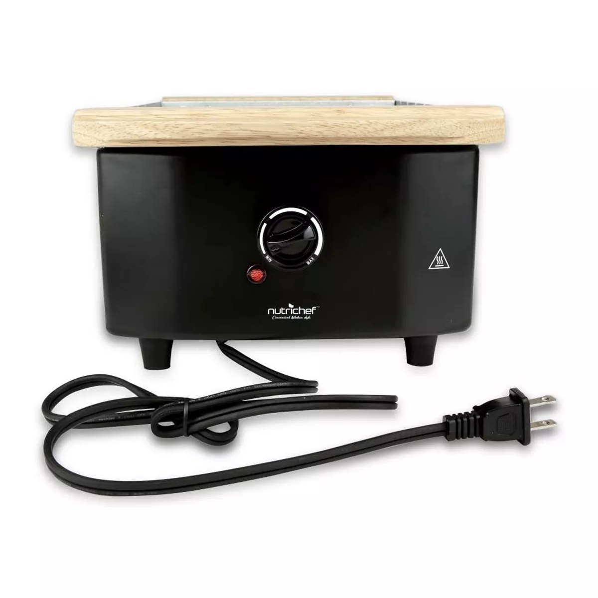 NutriChef Raclette 1200W 2 Tier Electric Swiss Style Party Cooktop Stone Plate and Metal Grill Countertop for Home or Profession Kitchens, Black