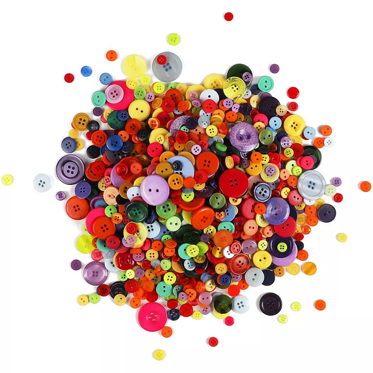 800 Pieces Round Rainbow Flatback Colorful Craft Resin Buttons 0.6-3cm with 4 Holes for DIY Crafts, Sewing and Scrapbooking