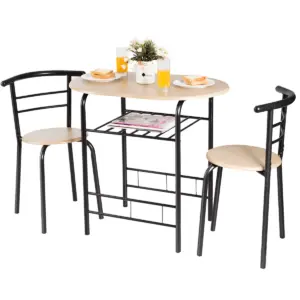 Costway 3 PCS Dining Set Table and 2 Chairs Home Kitchen Breakfast Bistro Pub Furniture