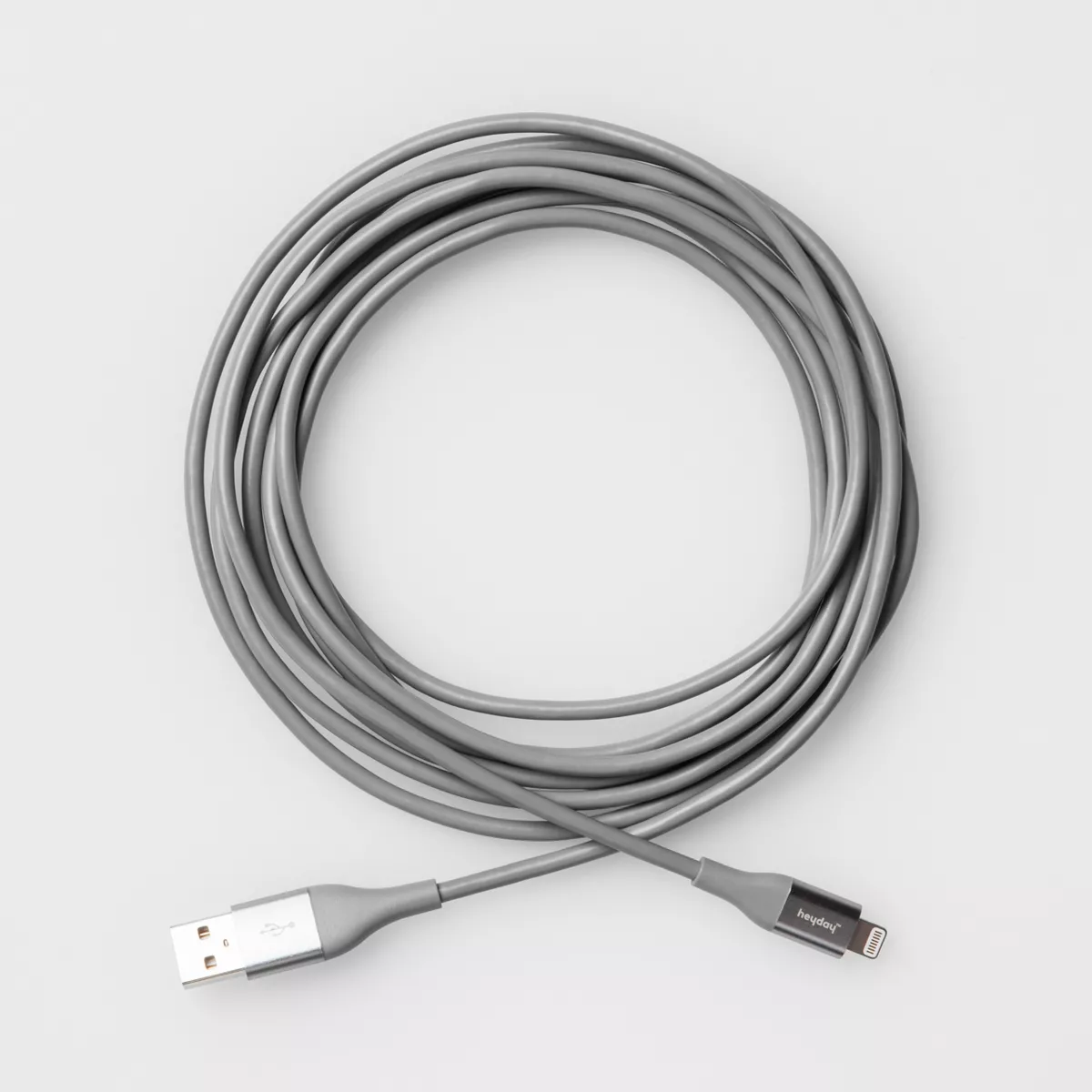 heyday™ 10' Lightning to USB-A Round Cable - Gray/Silver