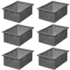 Like-It Versatile Stacking Plastic Home Bathroom Storage Solution Organizer Slotted Basket Tote, Gray (6 Pack)