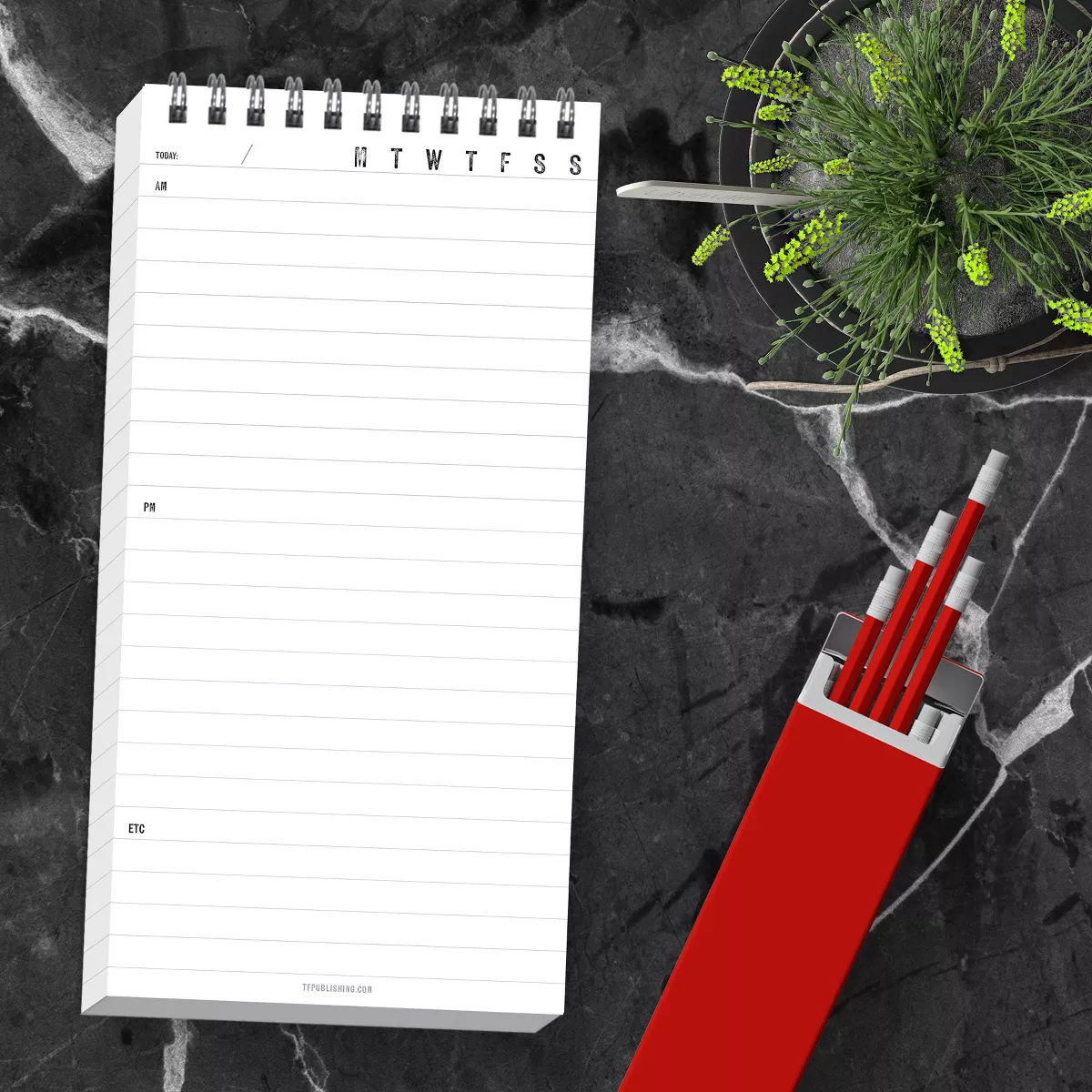 Spiral 1-Subject Notebook Bold Daily To Do List 4" x 8" - Multicolored