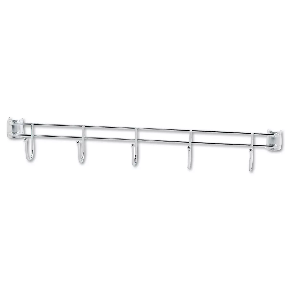 Alera Hook Bars For Wire Shelving, Five Hooks, 24" Deep, Silver, 2 Bars/Pack SW59HB424SR