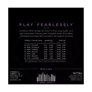 D'Addario NYXL1164 7-String Medium Nickel Wound Electric Guitar Strings (11-64)