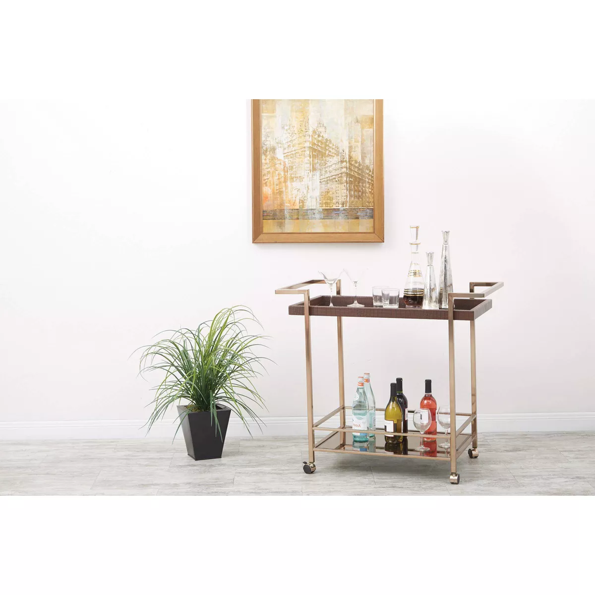 Isabella Wine Cart Champagne - OSP Home Furnishings