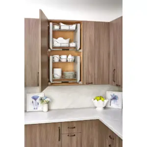 Rev-A-Shelf 5PD-36CRN 36-Inch Convenient Heavy-Duty 2-Tier Mounted Wall Inside Tall Cabinet Door Locking Pull-Down Shelving System, Chrome Finish
