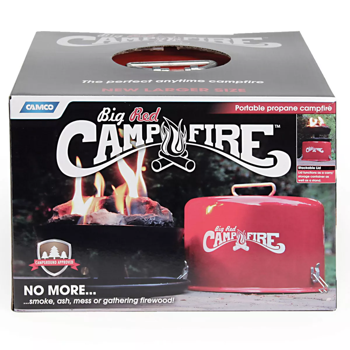 Camco 58035 Big Red Campfire Compact Outdoor Portable Tabletop Propane Heater Fire Pit Bowl for Camping, Tailgating, and Patios, 13.25 Inch