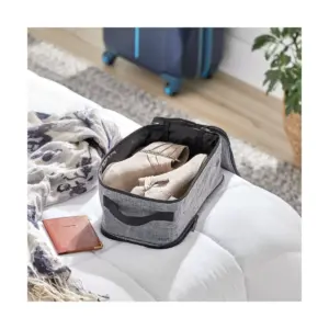 mDesign Fabric Travel Shoe Bag Organizer - Gray