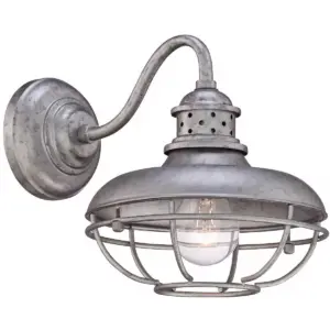 Franklin Iron Works Farmhouse Outdoor Barn Light Fixture Galvanized Steel Open Cage 9