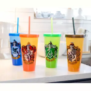 Silver Buffalo Harry Potter Hogwarts Houses Color-Changing Plastic Tumblers | Set Of 4