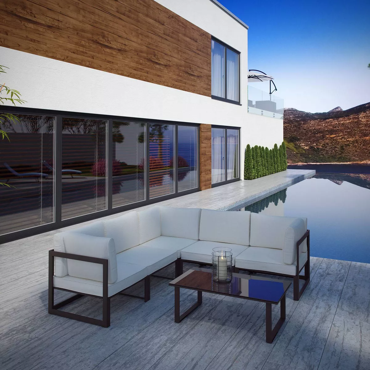 Fortuna 6pc Outdoor Patio Sectional Set - White - Modway