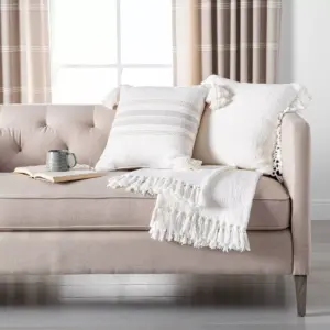 Knotted Fringe Throw Blanket White - Hearth & Hand™ with Magnolia