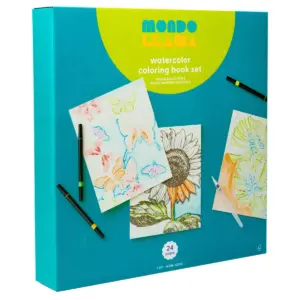 24pg Watercolor Coloring Book Set Floral and Fauna - Mondo Llama™